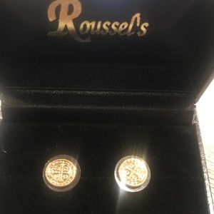 Gold Benedictine Cross Stud Earrings